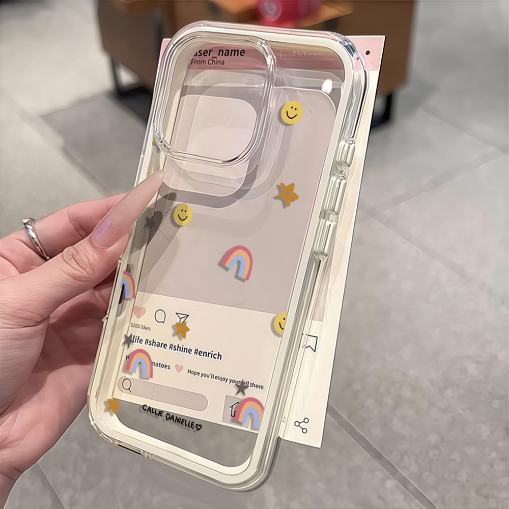 Phone Cases For Iphone 16 - Cute Rainbow Clear Phone Case For