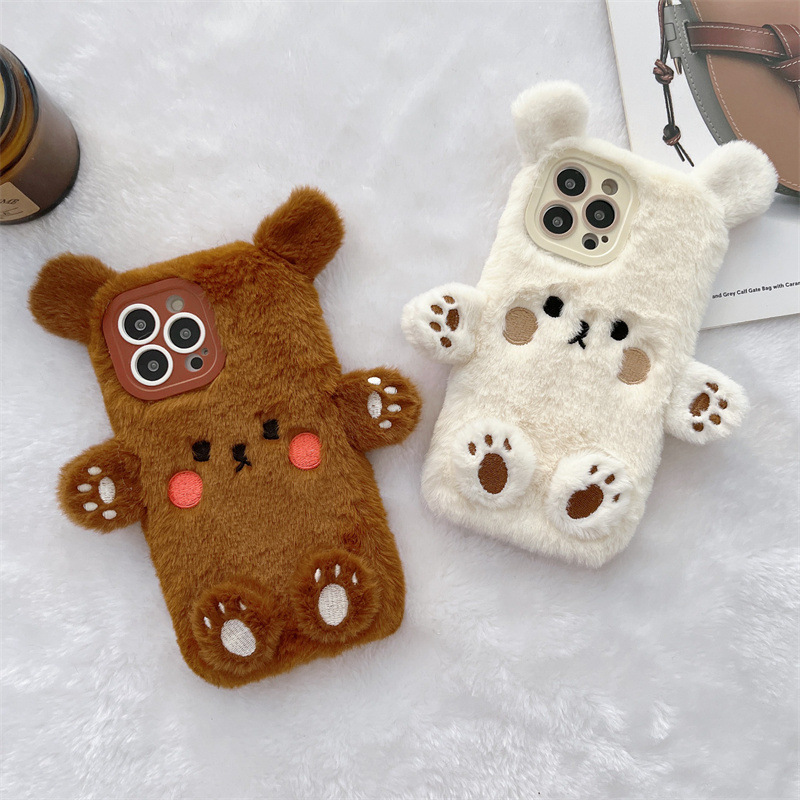 Korean 3D Cartoon Bear Fluffy  - Phone Cases Iphone 리뷰 및 가격