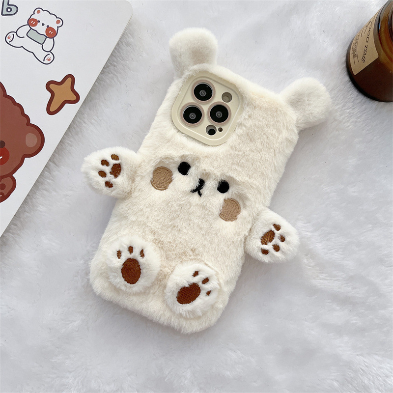 Korean 3D Cartoon Bear Fluffy  - Phone Cases Iphone 리뷰 및 가격