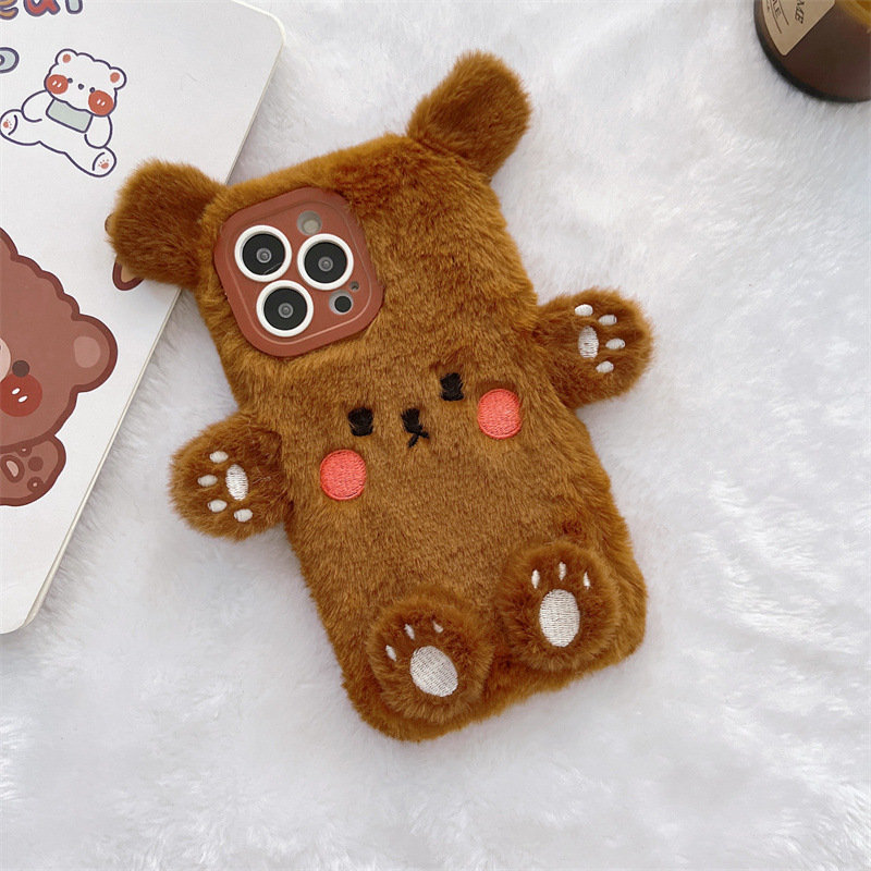 Korean 3D Cartoon Bear Fluffy  - Phone Cases Iphone 리뷰 및 가격