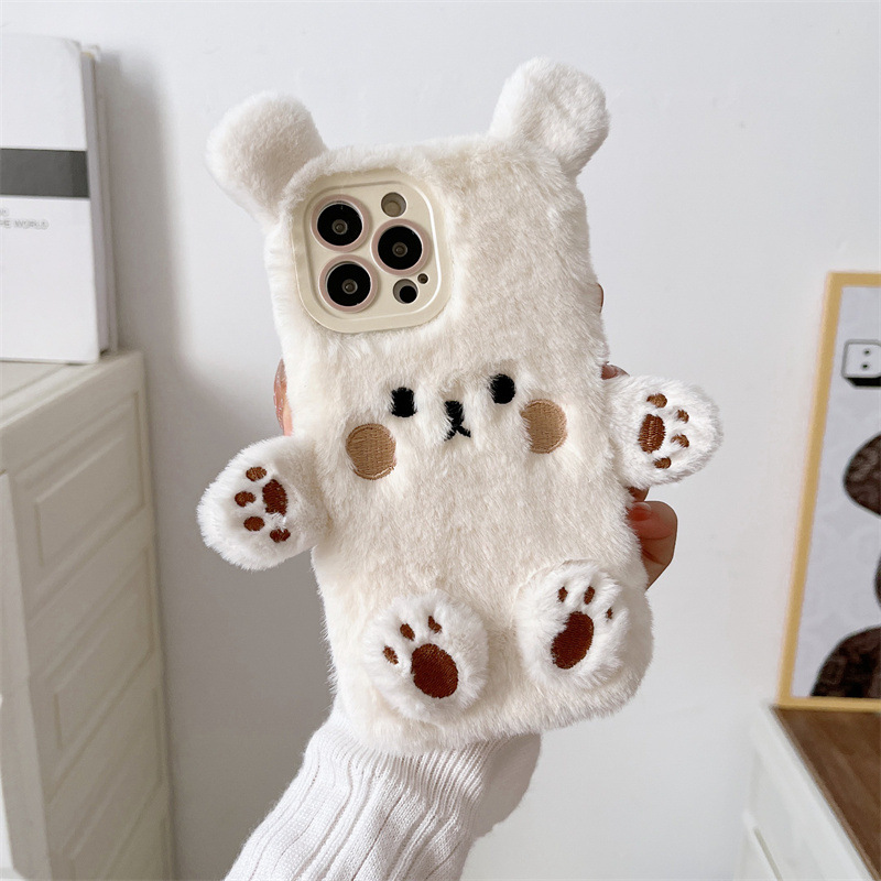 Korean 3D Cartoon Bear Fluffy  - Phone Cases Iphone 리뷰 및 가격