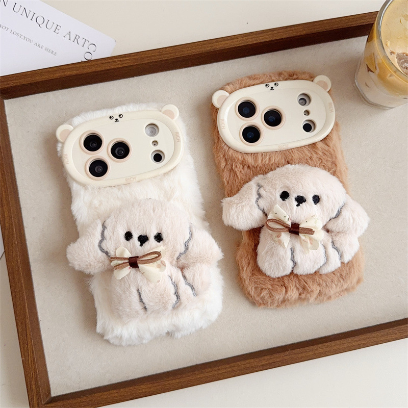 3D Cartoon Bowknot Puppy Warm  - Phone Cases Iphone 리뷰 및 가격