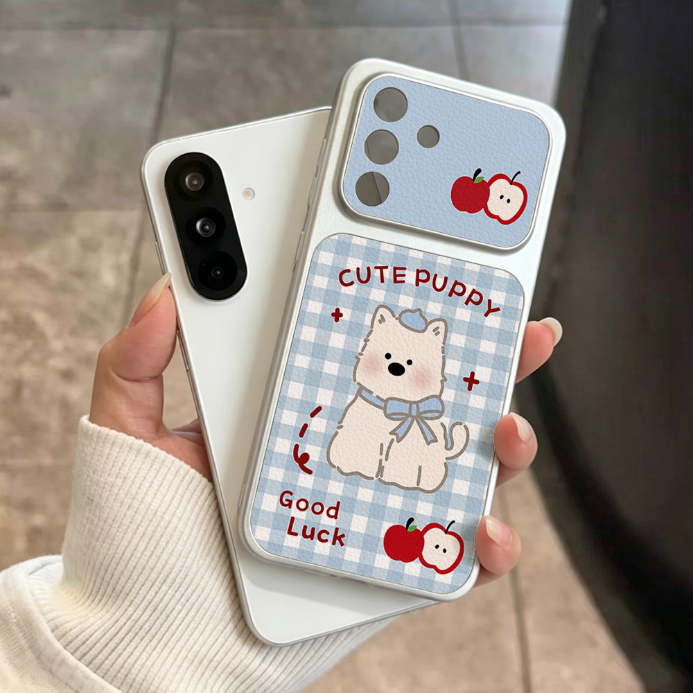 Blue Plaid Puppy Pattern Phone - Phone Cases Blue 리뷰 및 가격