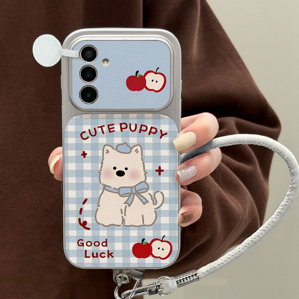 Blue Plaid Puppy Pattern Phone - Phone Cases Blue 리뷰 및 가격