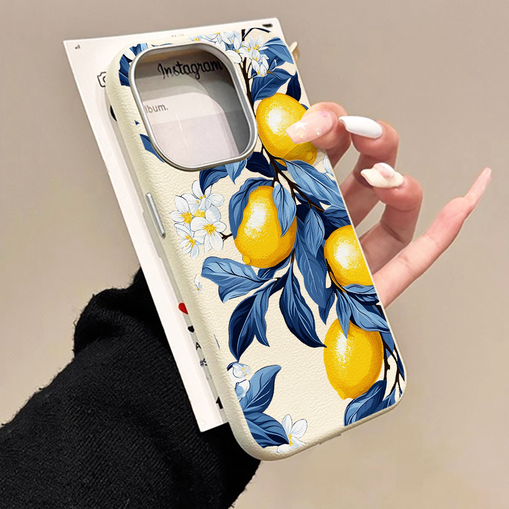 Blue Leaves Yellow Lemon Phone - Phone Cases Blue 리뷰 및 가격
