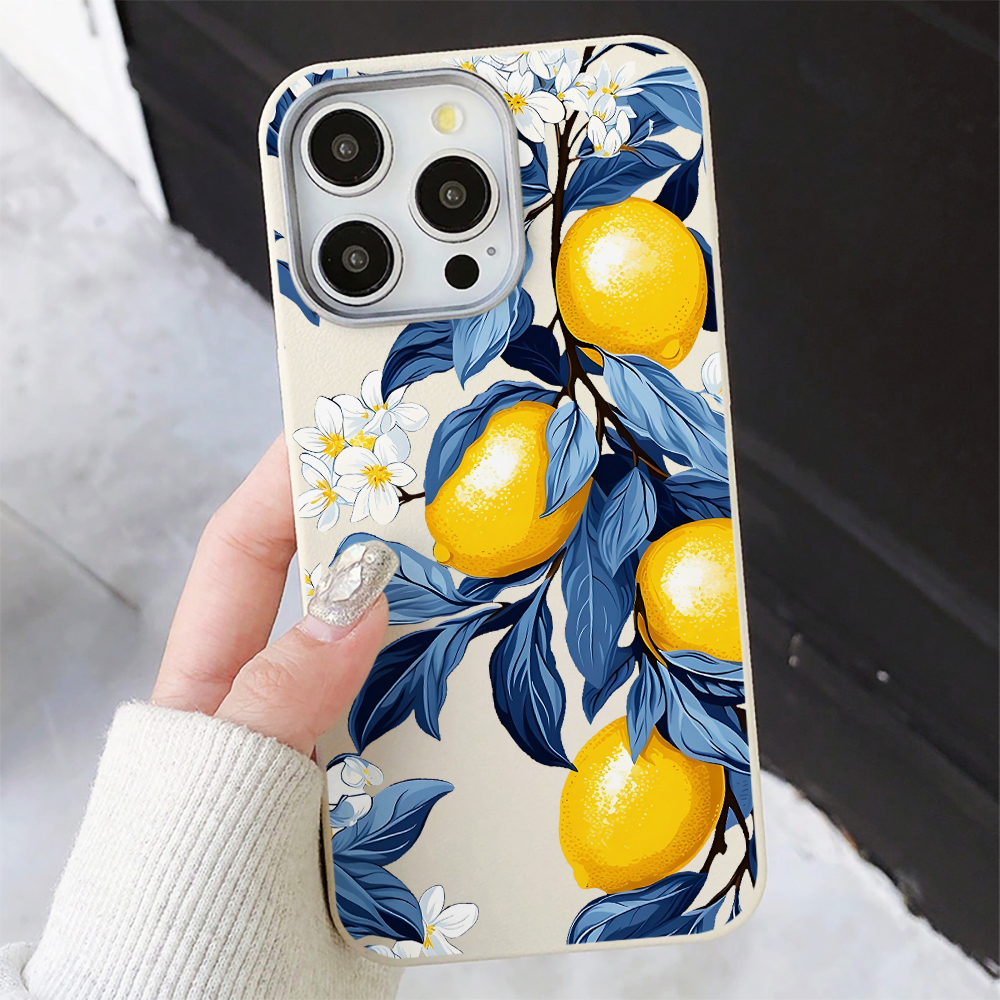 Blue Leaves Yellow Lemon Phone - Phone Cases Blue 리뷰 및 가격
