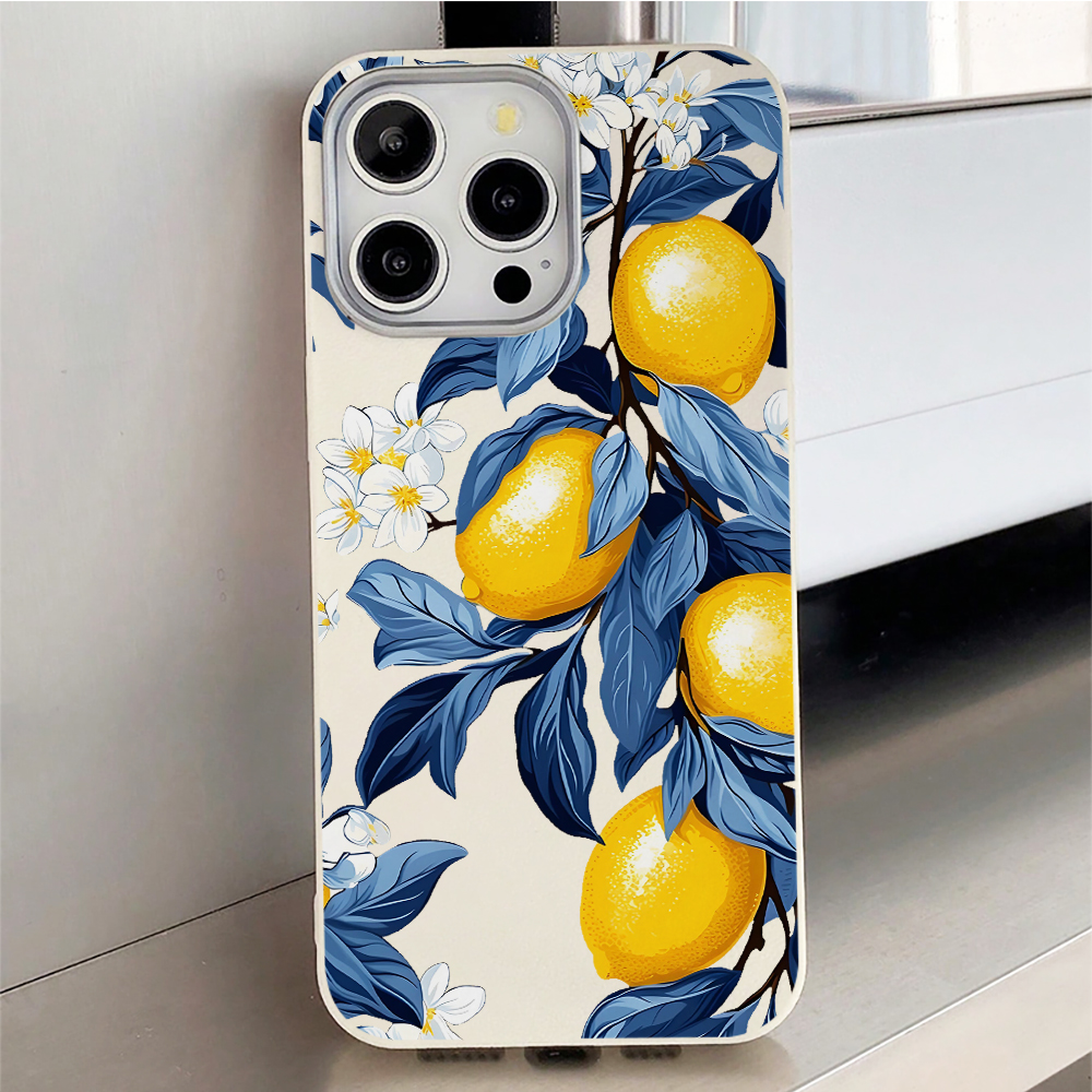 Blue Leaves Yellow Lemon Phone - Phone Cases Blue 리뷰 및 가격