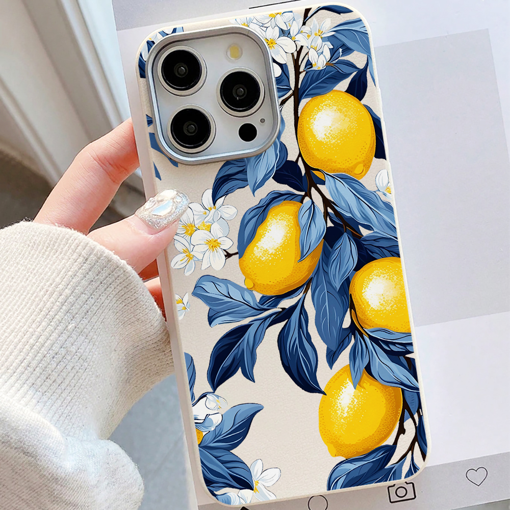 Blue Leaves Yellow Lemon Phone - Phone Cases Blue 리뷰 및 가격