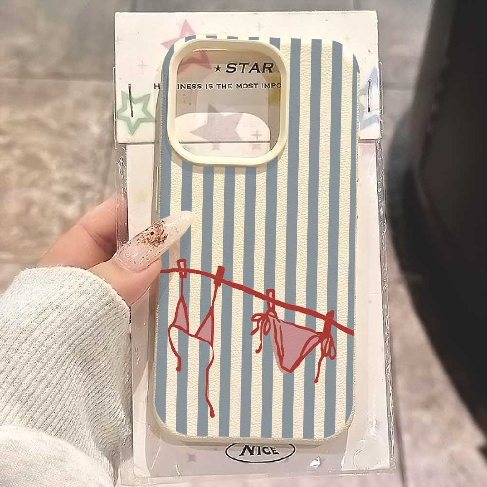 Blue White Striped Bikini Phon - Phone Cases Blue 리뷰 및 가격