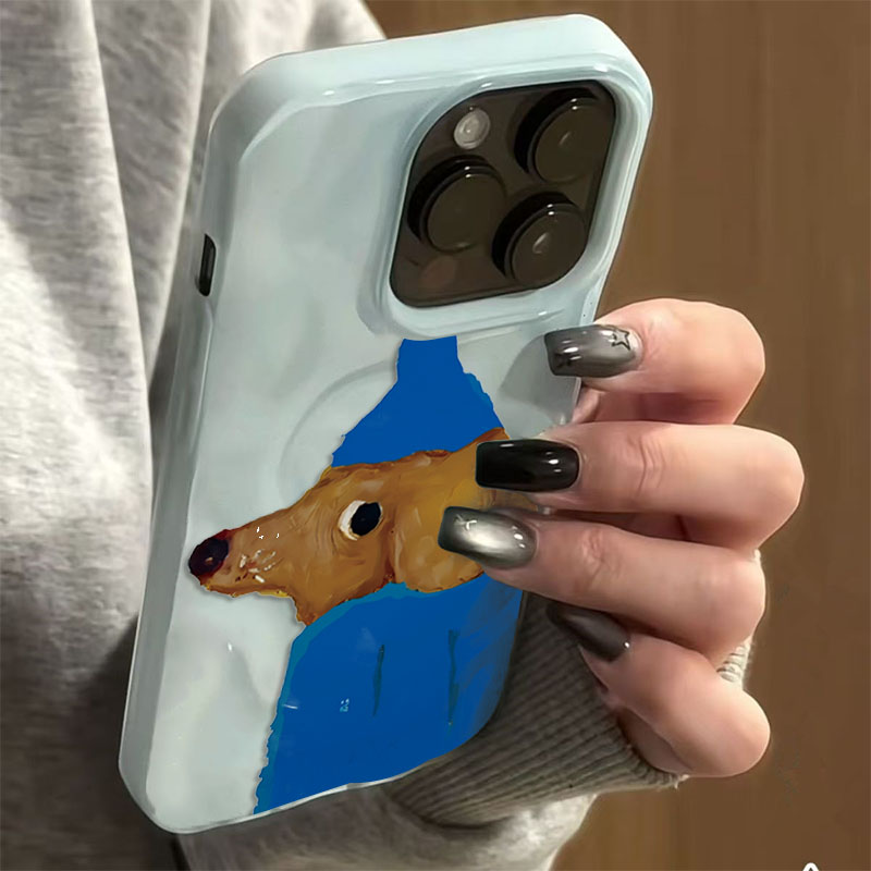 Blue Hat Puppy Folds Texture S - Phone Cases Blue 리뷰 및 가격