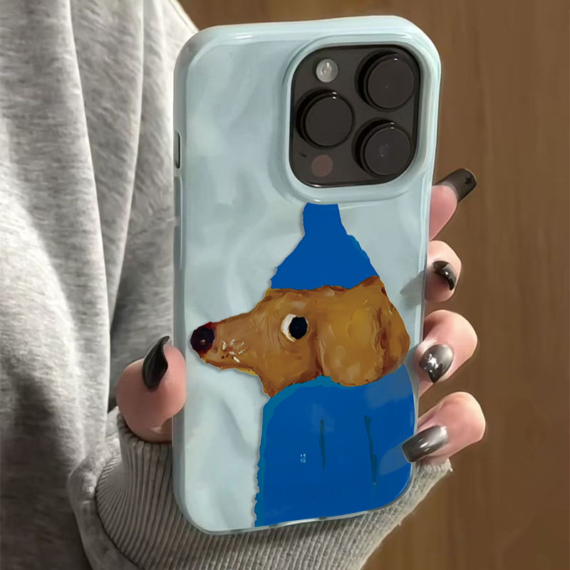 Blue Hat Puppy Folds Texture S - Phone Cases Blue 리뷰 및 가격