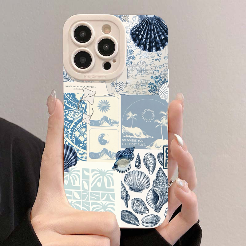 Ocean Creative Coastal Seashel - Phone Cases Blue 리뷰 및 가격